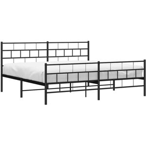 vidaXL Metal Bed Frame Black 193x203 cm with Headboard & Footboard - Bed Type vidaXL Metal Bed Frame Black 193x203 cm with Headboard & Footboard - Bed Type