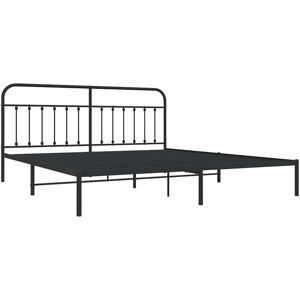 Metal Bed Frame without Mattress with Headboard Black 193x203cm Vidaxl Metal Bed Frame without Mattress with Headboard Black 193x203cm Vidaxl
