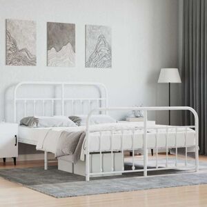 Metal Bed Frame without Mattress with Footboard White 140x190cm Vidaxl Metal Bed Frame without Mattress with Footboard White 140x190cm Vidaxl