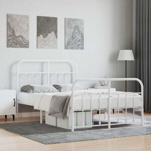 Metal Bed Frame without Mattress with Footboard White 120x200cm Vidaxl Metal Bed Frame without Mattress with Footboard White 120x200cm Vidaxl