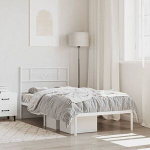 Metal Bed Frame without Mattress with Headboard White 90x200cm vidaXL Metal Bed Frame without Mattress with Headboard White 90x200cm vidaXL
