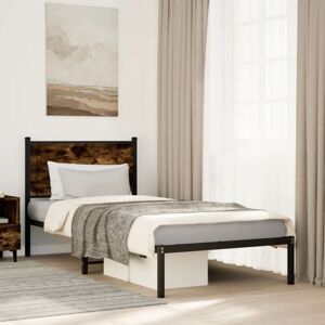 Metal Bed Frame without Mattress Smoked Oak 80x200 cm vidaXL Metal Bed Frame without Mattress Smoked Oak 80x200 cm vidaXL