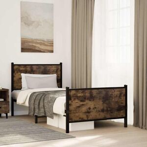 Metal Bed Frame without Mattress Smoked Oak 80x200 cm Vidaxl Metal Bed Frame without Mattress Smoked Oak 80x200 cm Vidaxl
