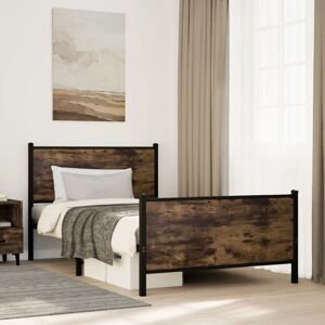 Metal Bed Frame without Mattress Smoked Oak 100x190 cm Vidaxl Metal Bed Frame without Mattress Smoked Oak 100x190 cm Vidaxl