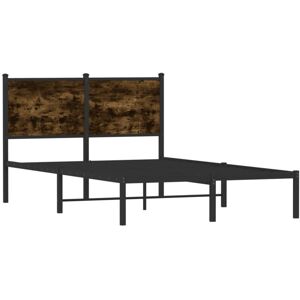 Metal Bed Frame without Mattress Smoked Oak 120x190 cm Small Double Vidaxl Metal Bed Frame without Mattress Smoked Oak 120x190 cm Small Double Vidaxl