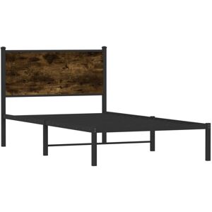 Metal Bed Frame without Mattress Smoked Oak 107x203 cm Vidaxl Metal Bed Frame without Mattress Smoked Oak 107x203 cm Vidaxl