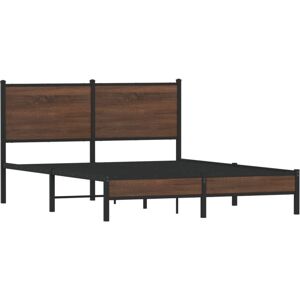 Vidaxl - Metal Bed Frame without Mattress Brown Oak 150x200 cm King Size Vidaxl - Metal Bed Frame without Mattress Brown Oak 150x200 cm King Size