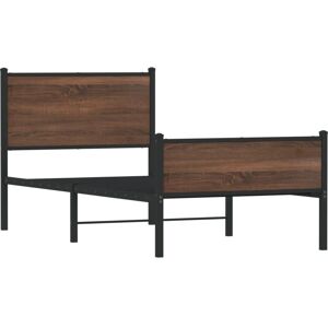 Metal Bed Frame without Mattress Brown Oak 75x190 cm Small Single Vidaxl Metal Bed Frame without Mattress Brown Oak 75x190 cm Small Single Vidaxl