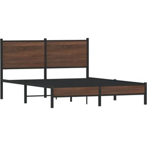 Metal Bed Frame without Mattress Brown Oak 140x190 cm Vidaxl Metal Bed Frame without Mattress Brown Oak 140x190 cm Vidaxl