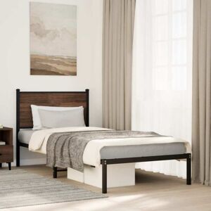 Metal Bed Frame without Mattress Brown Oak 75x190 cm Small Single Vidaxl Metal Bed Frame without Mattress Brown Oak 75x190 cm Small Single Vidaxl