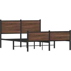 Metal Bed Frame without Mattress Brown Oak 140x190 cm Vidaxl Metal Bed Frame without Mattress Brown Oak 140x190 cm Vidaxl