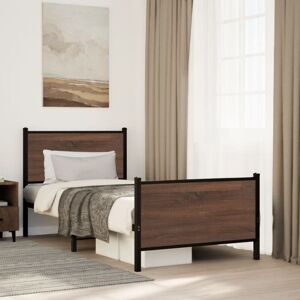 Metal Bed Frame without Mattress Brown Oak 90x200 cm Vidaxl Metal Bed Frame without Mattress Brown Oak 90x200 cm Vidaxl