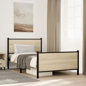 Metal Bed Frame without Mattress Sonoma Oak 100x200 cm Vidaxl Metal Bed Frame without Mattress Sonoma Oak 100x200 cm Vidaxl