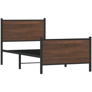 Metal Bed Frame without Mattress Brown Oak 100x200 cm Vidaxl Metal Bed Frame without Mattress Brown Oak 100x200 cm Vidaxl