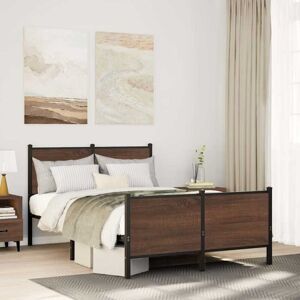 Metal Bed Frame without Mattress Brown Oak 120x200 cm Vidaxl Metal Bed Frame without Mattress Brown Oak 120x200 cm Vidaxl