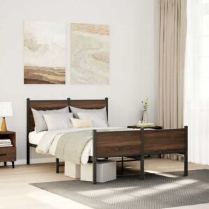 Metal Bed Frame without Mattress Brown Oak 120x200 cm Vidaxl Metal Bed Frame without Mattress Brown Oak 120x200 cm Vidaxl