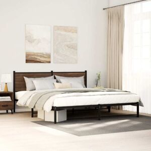 Metal Bed Frame without Mattress Brown Oak 183x213 cm Vidaxl Metal Bed Frame without Mattress Brown Oak 183x213 cm Vidaxl