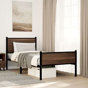 Metal Bed Frame without Mattress Brown Oak 90x190 cm Single Vidaxl Metal Bed Frame without Mattress Brown Oak 90x190 cm Single Vidaxl