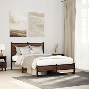 Metal Bed Frame without Mattress Brown Oak 120x190 cm Small Double Vidaxl Metal Bed Frame without Mattress Brown Oak 120x190 cm Small Double Vidaxl