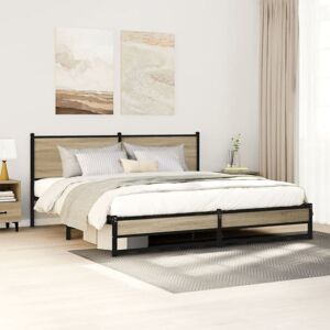 Metal Bed Frame without Mattress Sonoma Oak 160x200 cm Vidaxl Metal Bed Frame without Mattress Sonoma Oak 160x200 cm Vidaxl