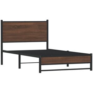 Metal Bed Frame without Mattress Brown Oak 107x203 cm Vidaxl Metal Bed Frame without Mattress Brown Oak 107x203 cm Vidaxl