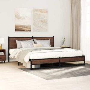 Metal Bed Frame without Mattress Brown Oak 160x200 cm Vidaxl Metal Bed Frame without Mattress Brown Oak 160x200 cm Vidaxl