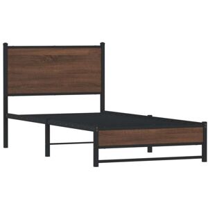Metal Bed Frame without Mattress Brown Oak 90x190 cm Single Vidaxl Metal Bed Frame without Mattress Brown Oak 90x190 cm Single Vidaxl