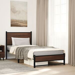 Metal Bed Frame without Mattress Brown Oak 75x190 cm Small Single Vidaxl Metal Bed Frame without Mattress Brown Oak 75x190 cm Small Single Vidaxl