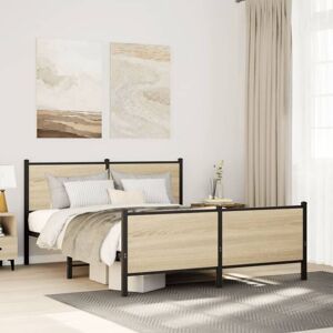 Vidaxl - Metal Bed Frame without Mattress Sonoma Oak 150x200 cm King Size Vidaxl - Metal Bed Frame without Mattress Sonoma Oak 150x200 cm King Size