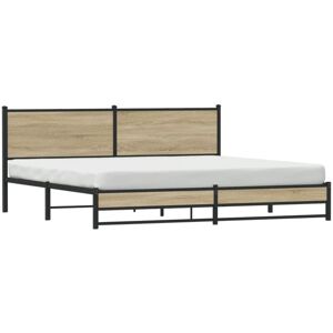 Metal Bed Frame without Mattress Sonoma Oak 193x203 cm Vidaxl Metal Bed Frame without Mattress Sonoma Oak 193x203 cm Vidaxl