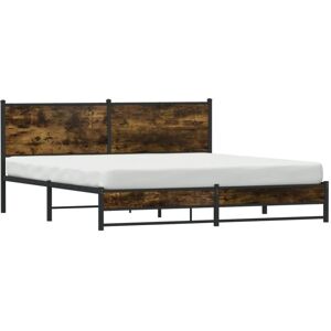 Metal Bed Frame without Mattress Smoked Oak 180x200 cm Super King Vidaxl Metal Bed Frame without Mattress Smoked Oak 180x200 cm Super King Vidaxl