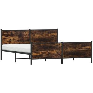 Metal Bed Frame without Mattress Smoked Oak 193x203 cm Vidaxl Metal Bed Frame without Mattress Smoked Oak 193x203 cm Vidaxl