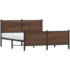 Metal Bed Frame without Mattress Brown Oak 140x200 cm Vidaxl Metal Bed Frame without Mattress Brown Oak 140x200 cm Vidaxl