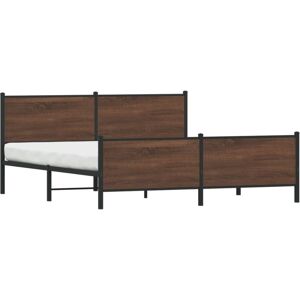 Metal Bed Frame without Mattress Brown Oak 200x200 cm Vidaxl Metal Bed Frame without Mattress Brown Oak 200x200 cm Vidaxl