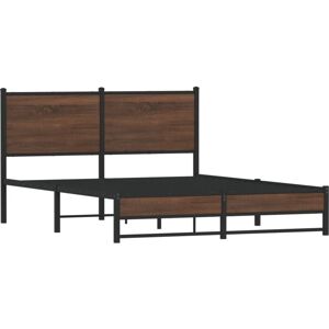 Metal Bed Frame without Mattress Brown Oak 140x200 cm Vidaxl Metal Bed Frame without Mattress Brown Oak 140x200 cm Vidaxl