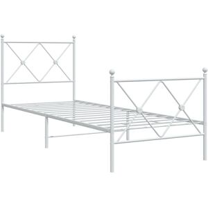 Metal Bed Frame without Mattress with Footboard White 75x190cm Vidaxl Metal Bed Frame without Mattress with Footboard White 75x190cm Vidaxl