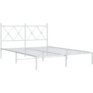 Metal Bed Frame without Mattress with Headboard White 135x190cm Vidaxl Metal Bed Frame without Mattress with Headboard White 135x190cm Vidaxl