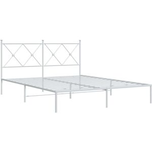 Metal Bed Frame without Mattress with Headboard White 160x200cm Vidaxl Metal Bed Frame without Mattress with Headboard White 160x200cm Vidaxl