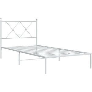 Metal Bed Frame without Mattress with Headboard White 90x190cm vidaXL Metal Bed Frame without Mattress with Headboard White 90x190cm vidaXL