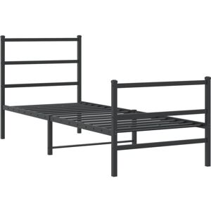 Metal Bed Frame without Mattress with Footboard Black 75x190cm vidaXL Metal Bed Frame without Mattress with Footboard Black 75x190cm vidaXL