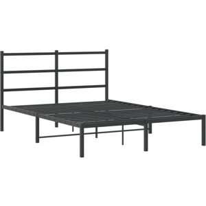 Vidaxl - Metal Bed Frame without Mattress with Headboard Black 135x190cm Vidaxl - Metal Bed Frame without Mattress with Headboard Black 135x190cm