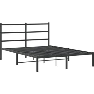 Vidaxl - Metal Bed Frame without Mattress with Headboard Black 140x190cm Vidaxl - Metal Bed Frame without Mattress with Headboard Black 140x190cm