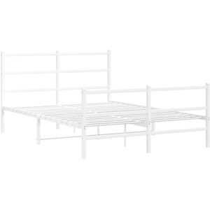vidaXL Metal Bed Frame White 135x190 cm Double - Bed Frame vidaXL Metal Bed Frame White 135x190 cm Double - Bed Frame