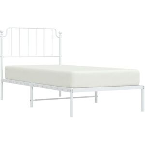 Vidaxl - Metal Bed Frame without Mattress with Headboard White 90x190cm Vidaxl - Metal Bed Frame without Mattress with Headboard White 90x190cm