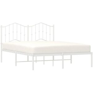 Vidaxl - Metal Bed Frame without Mattress with Headboard White 135x190cm Vidaxl - Metal Bed Frame without Mattress with Headboard White 135x190cm