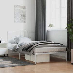 Vidaxl - Metal Bed Frame without Mattress with Headboard White 107x203cm Vidaxl - Metal Bed Frame without Mattress with Headboard White 107x203cm
