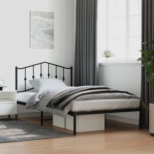 Vidaxl - Metal Bed Frame without Mattress with Headboard Black 107x203cm Vidaxl - Metal Bed Frame without Mattress with Headboard Black 107x203cm
