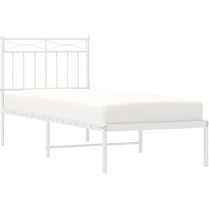 Metal Bed Frame without Mattress with Headboard White 75x190cm Vidaxl Metal Bed Frame without Mattress with Headboard White 75x190cm Vidaxl