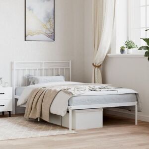 Metal Bed Frame without Mattress with Headboard White 107x203cm Vidaxl Metal Bed Frame without Mattress with Headboard White 107x203cm Vidaxl