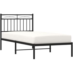 Metal Bed Frame without Mattress with Headboard Black 90x190cm Vidaxl Metal Bed Frame without Mattress with Headboard Black 90x190cm Vidaxl